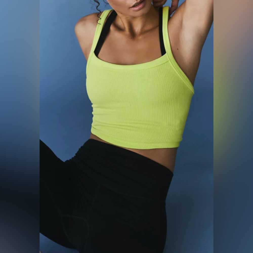 Pear Green Athletic Ribbed Cropped‎ Cami Top